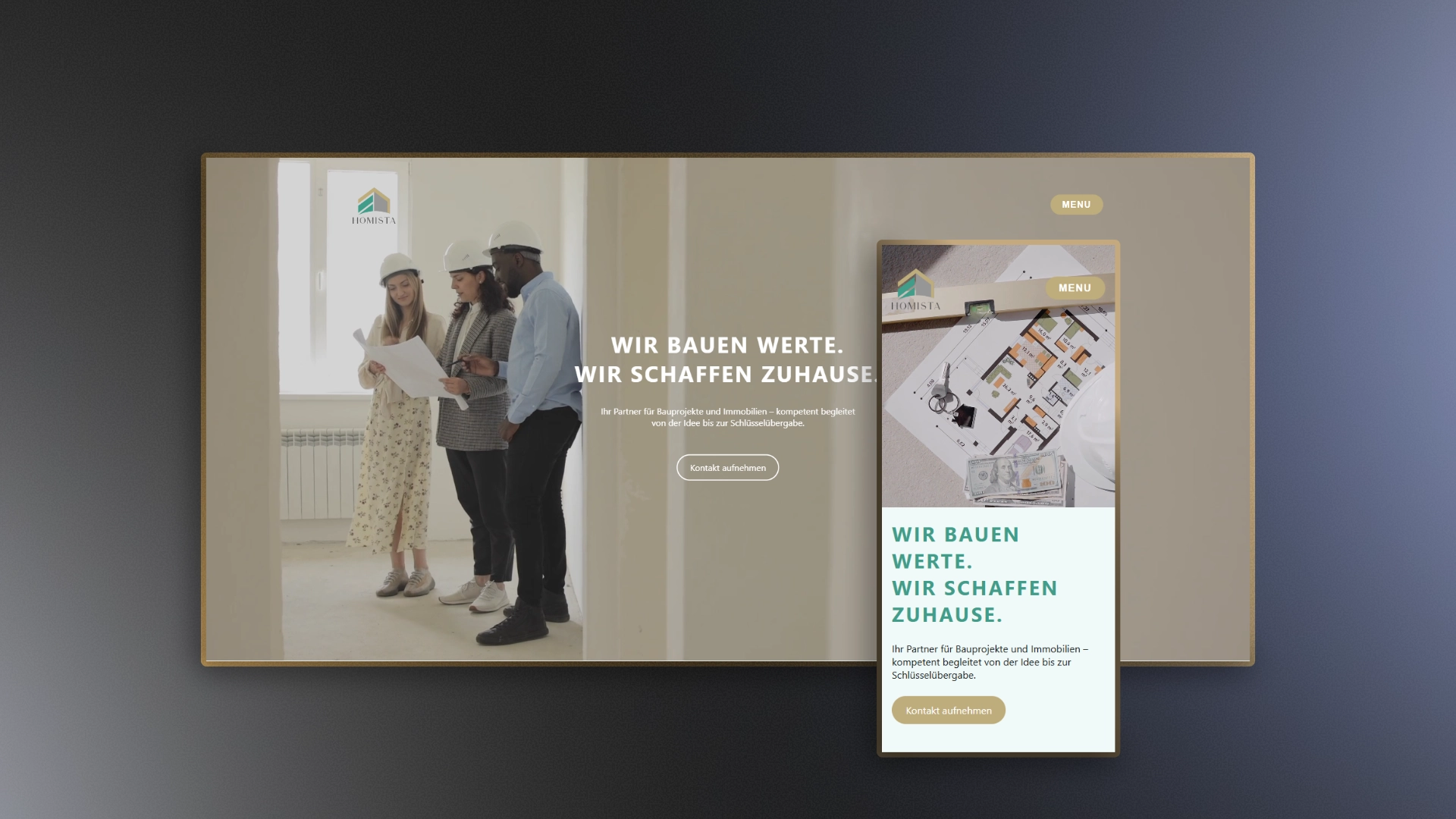Homista Website Mockup auf Desktop und Smartphone